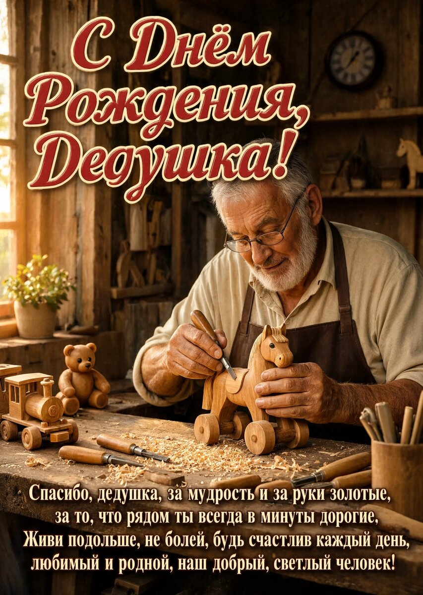 Открытка "С днём рождения дедушке" #79