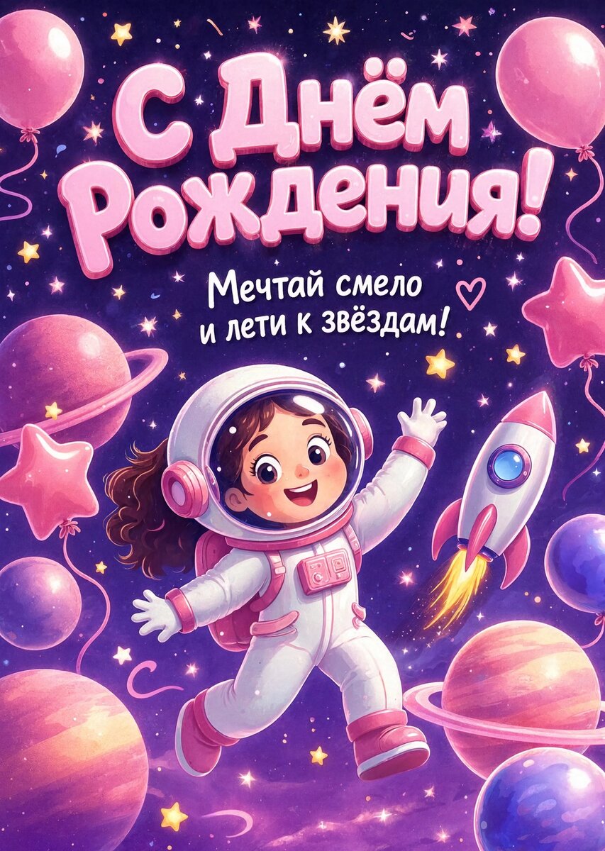 Открытка С Днём Рождения Девочке #104