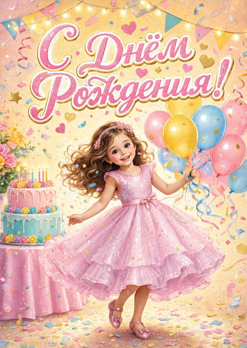Открытка С Днём Рождения Девочке #113