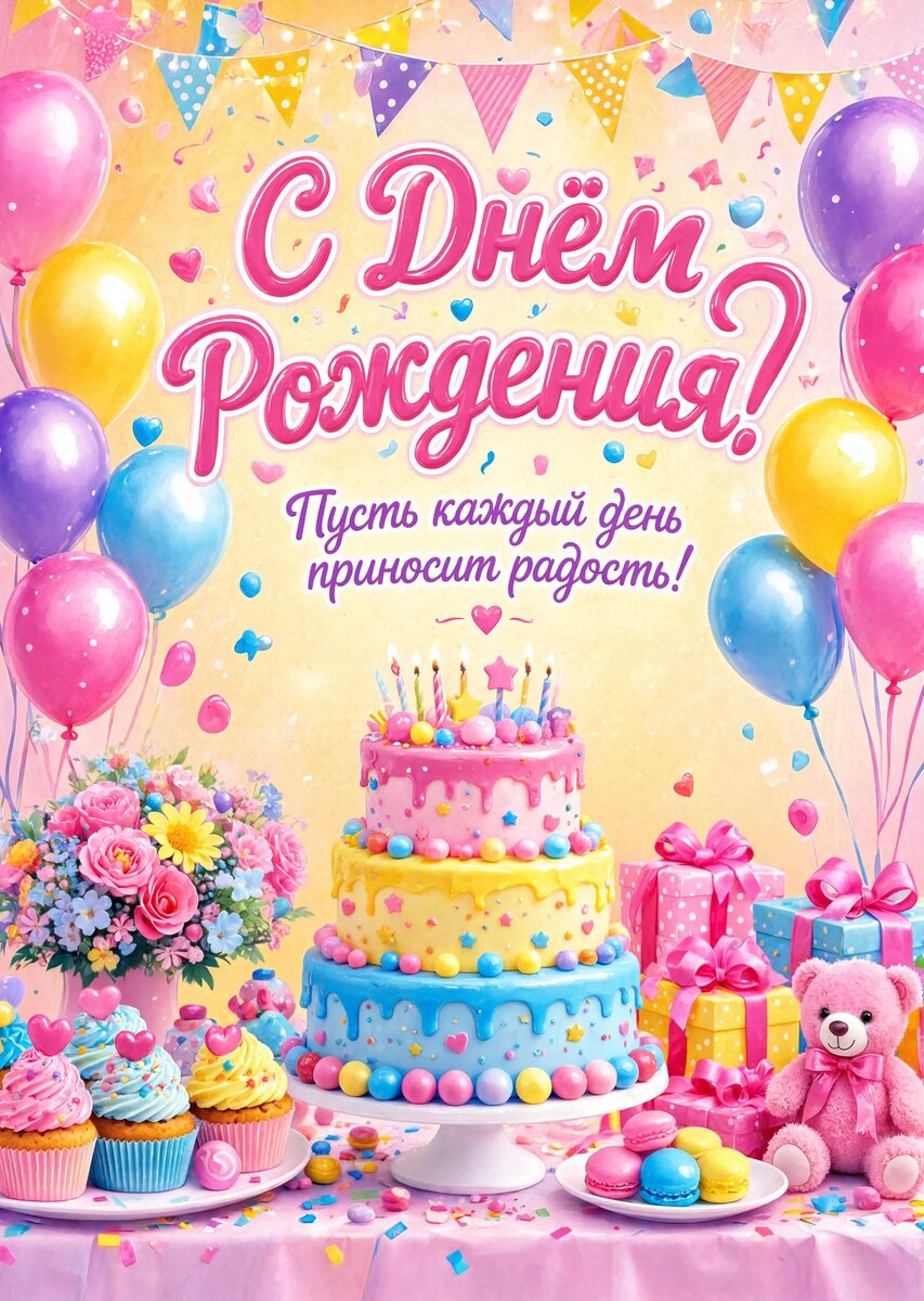 Открытка С Днём Рождения Девочке #137