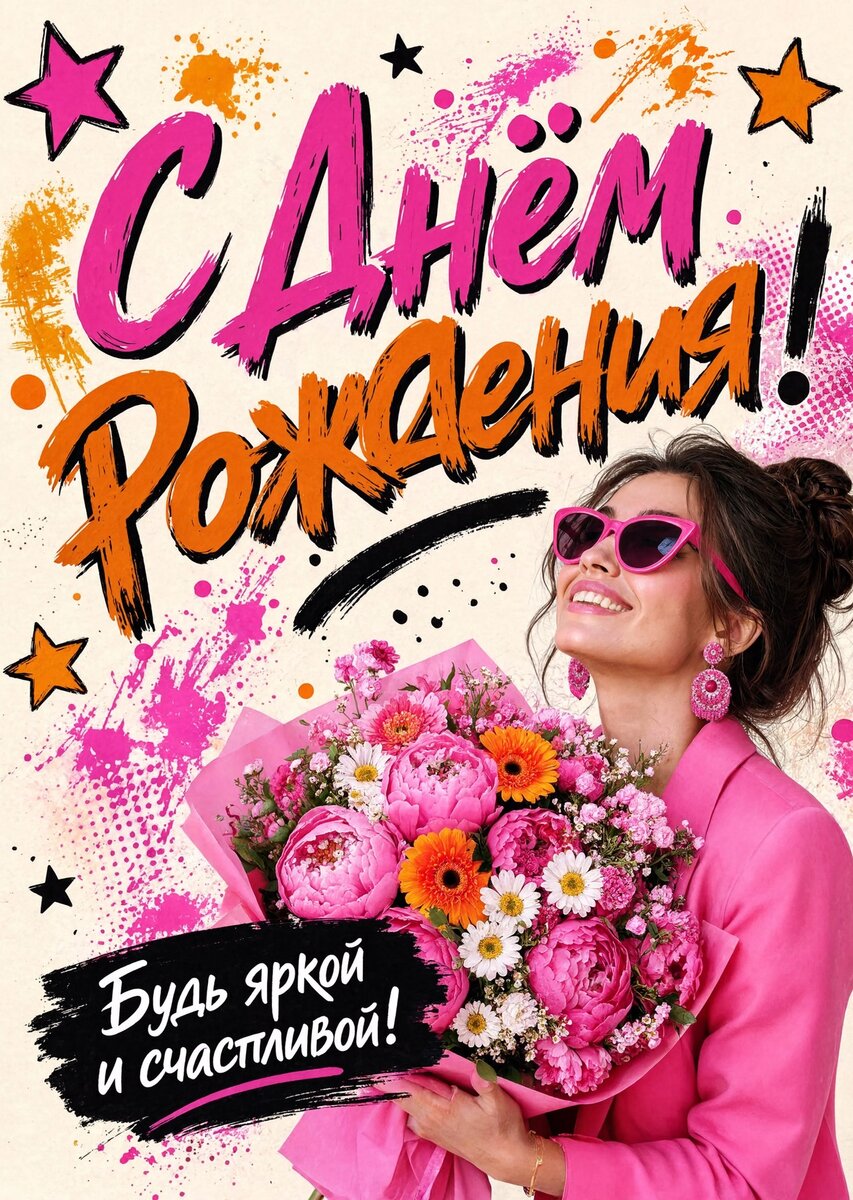 Открытка "С Днём Рождения Девушке" #1