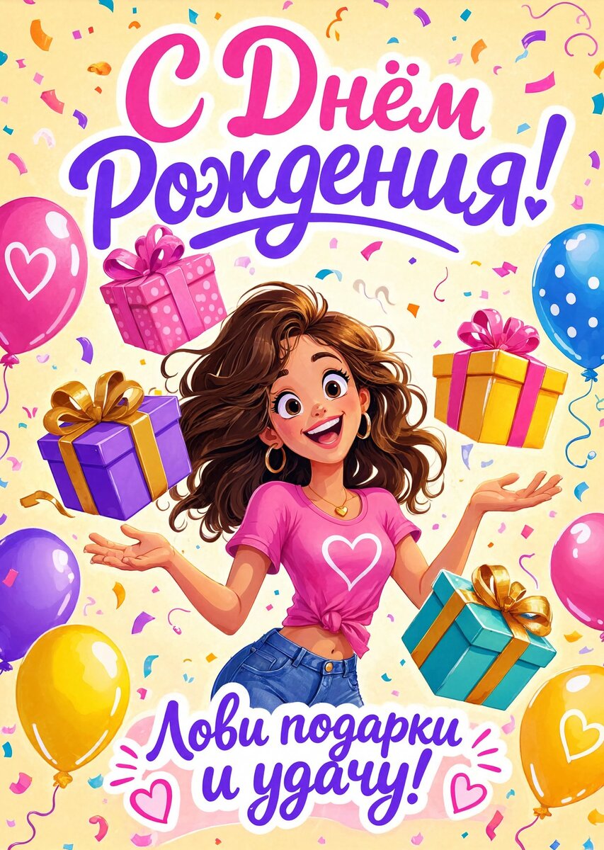 Открытка "С Днём Рождения Девушке" #11