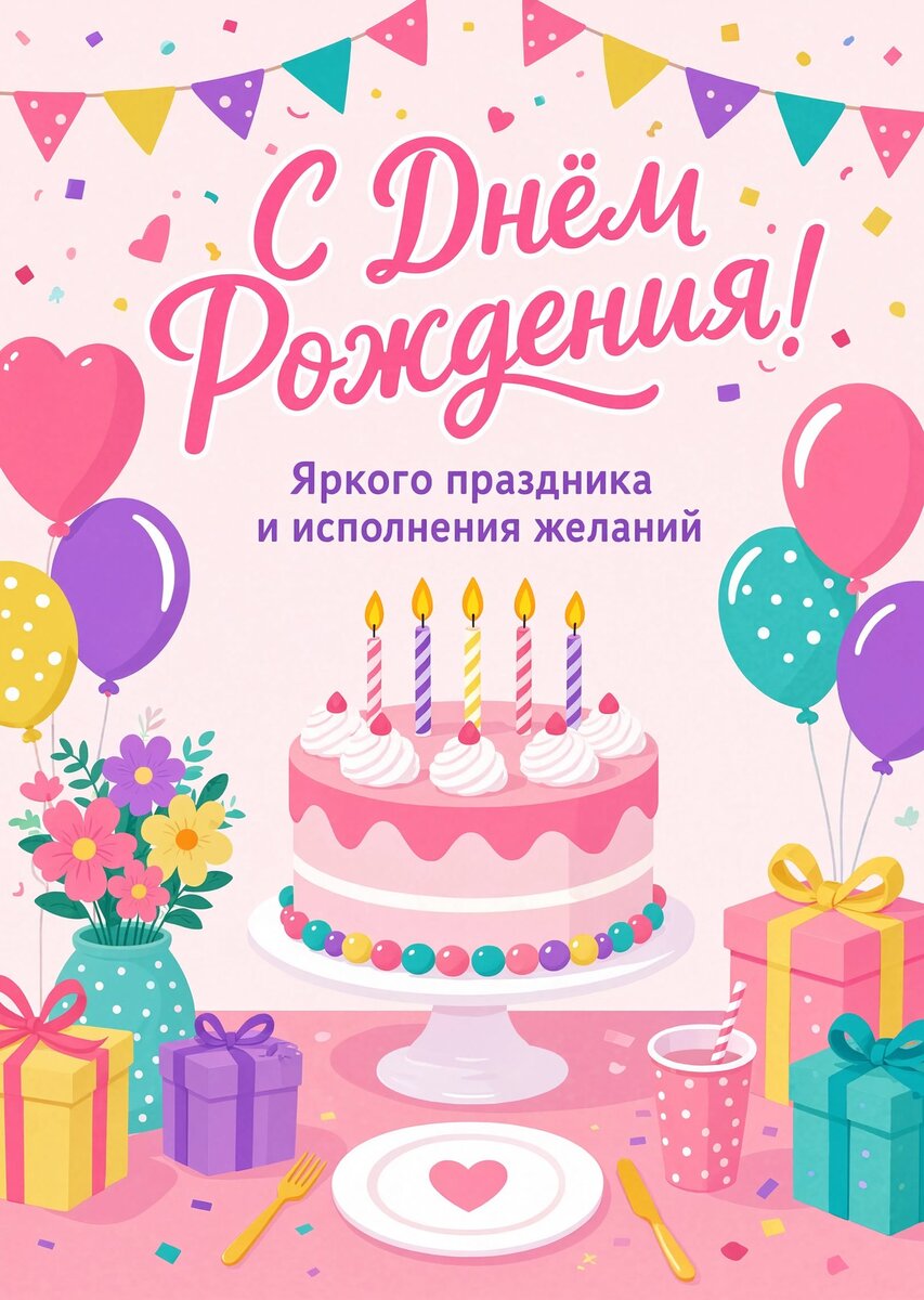 Открытка "С Днём Рождения Девушке" #25