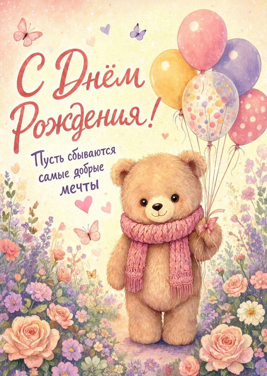 Открытка "С Днём Рождения Девушке" #26