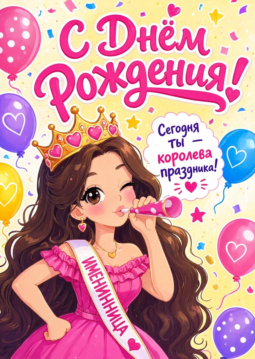 Открытка "С Днём Рождения Девушке" #33