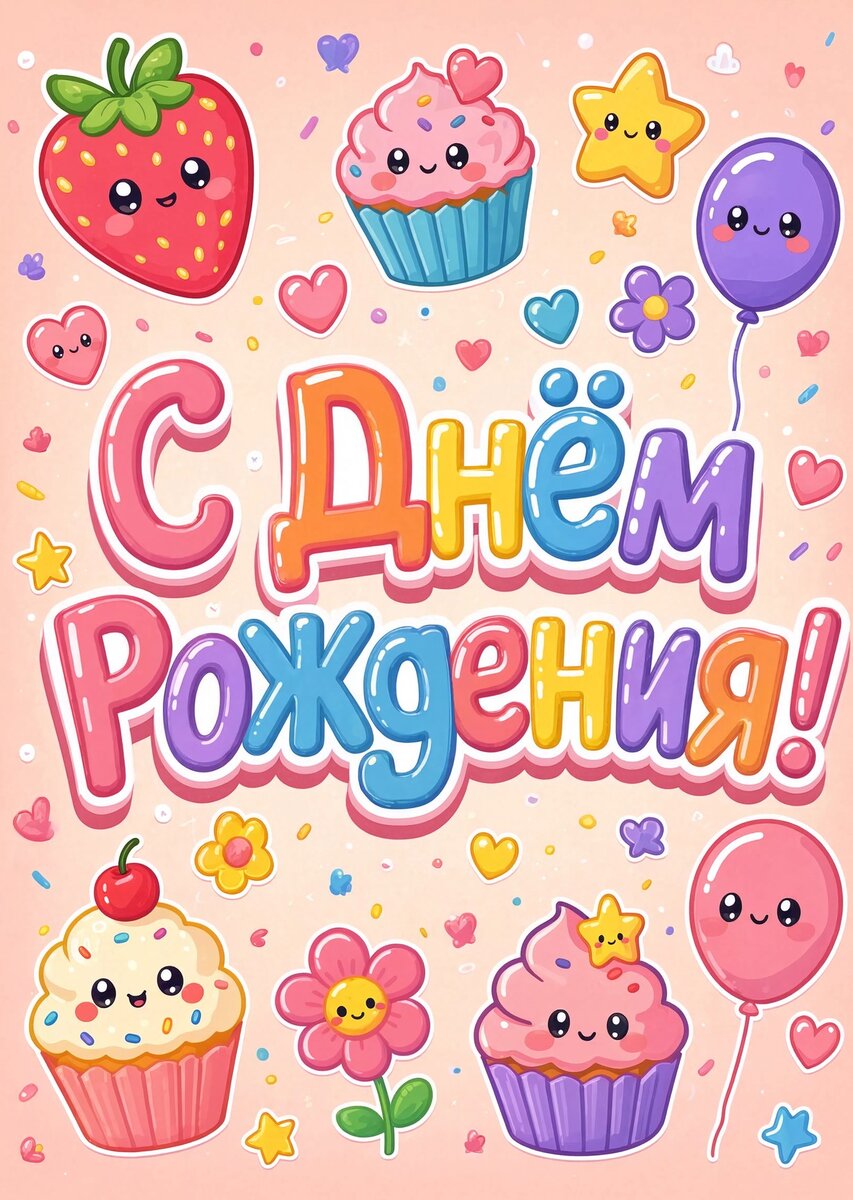Открытка "С Днём Рождения Девушке" #34