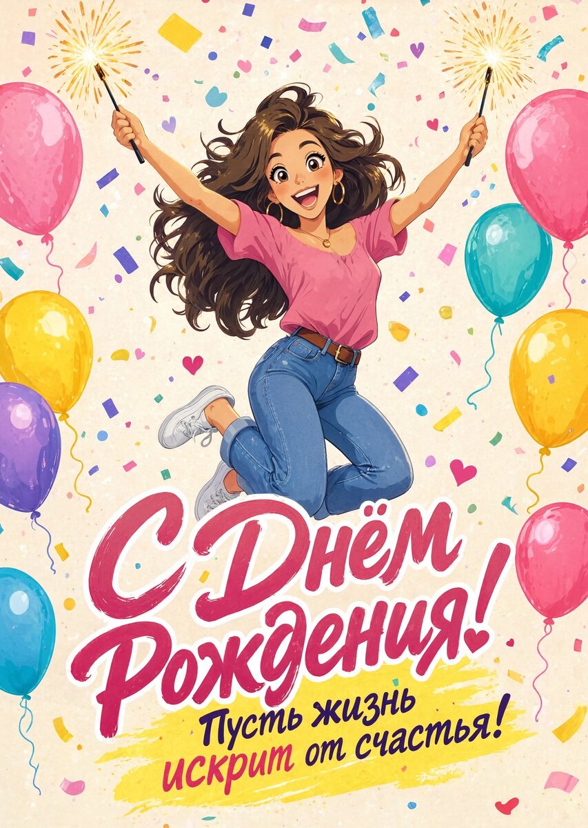 Открытка "С Днём Рождения Девушке" #40