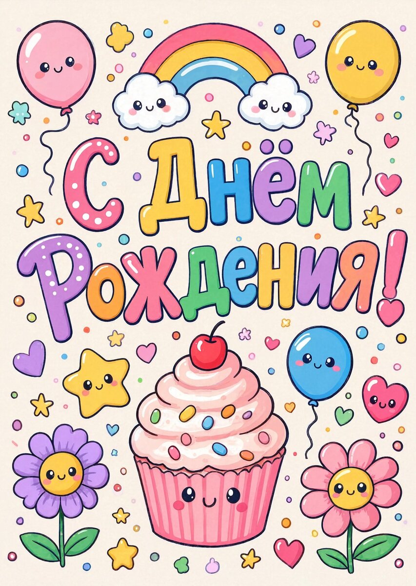 Открытка "С Днём Рождения Девушке" #44