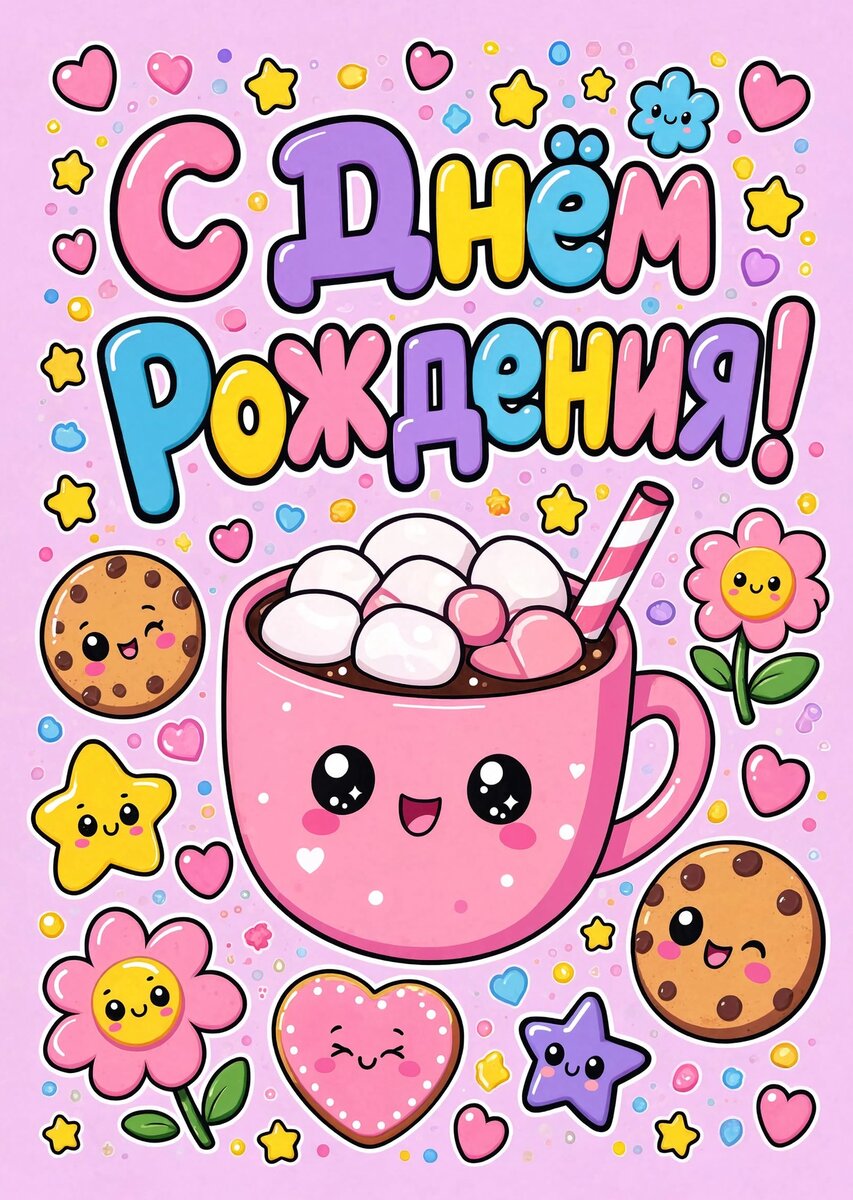 Открытка "С Днём Рождения Девушке" #46