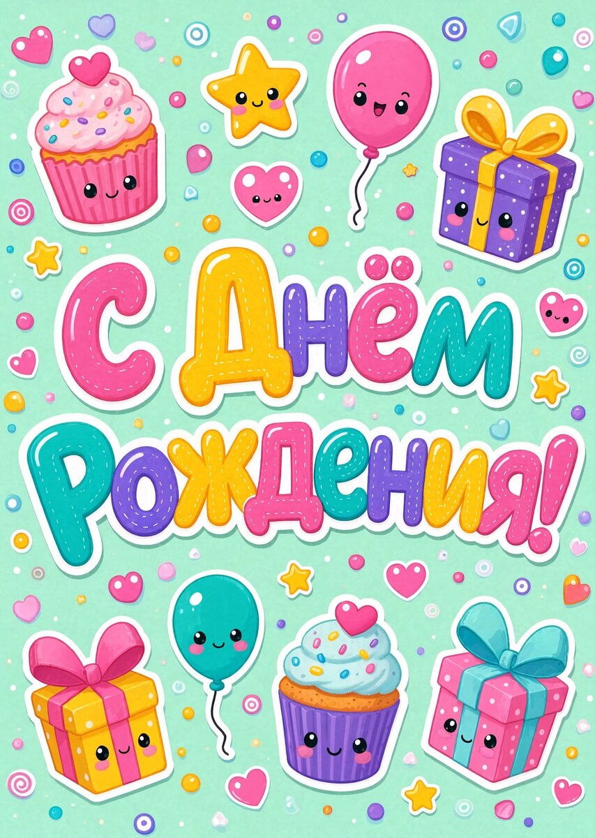 Открытка "С Днём Рождения Девушке" #54