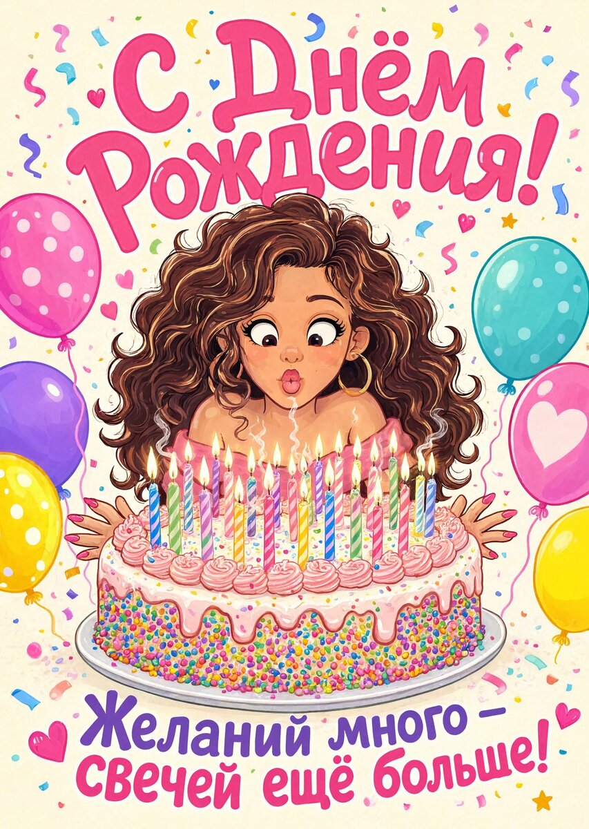 Открытка "С Днём Рождения Девушке" #55