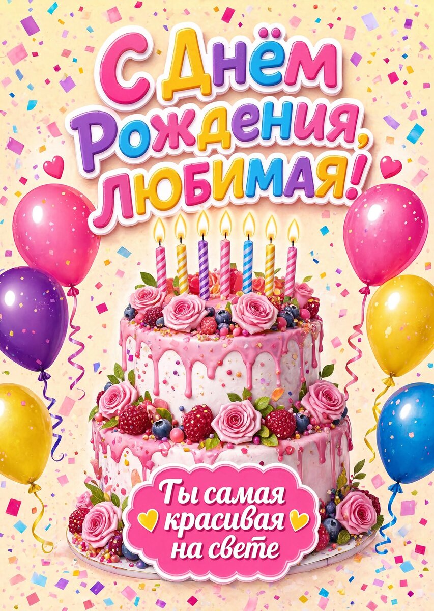 Открытка "С Днём Рождения Девушке" #8