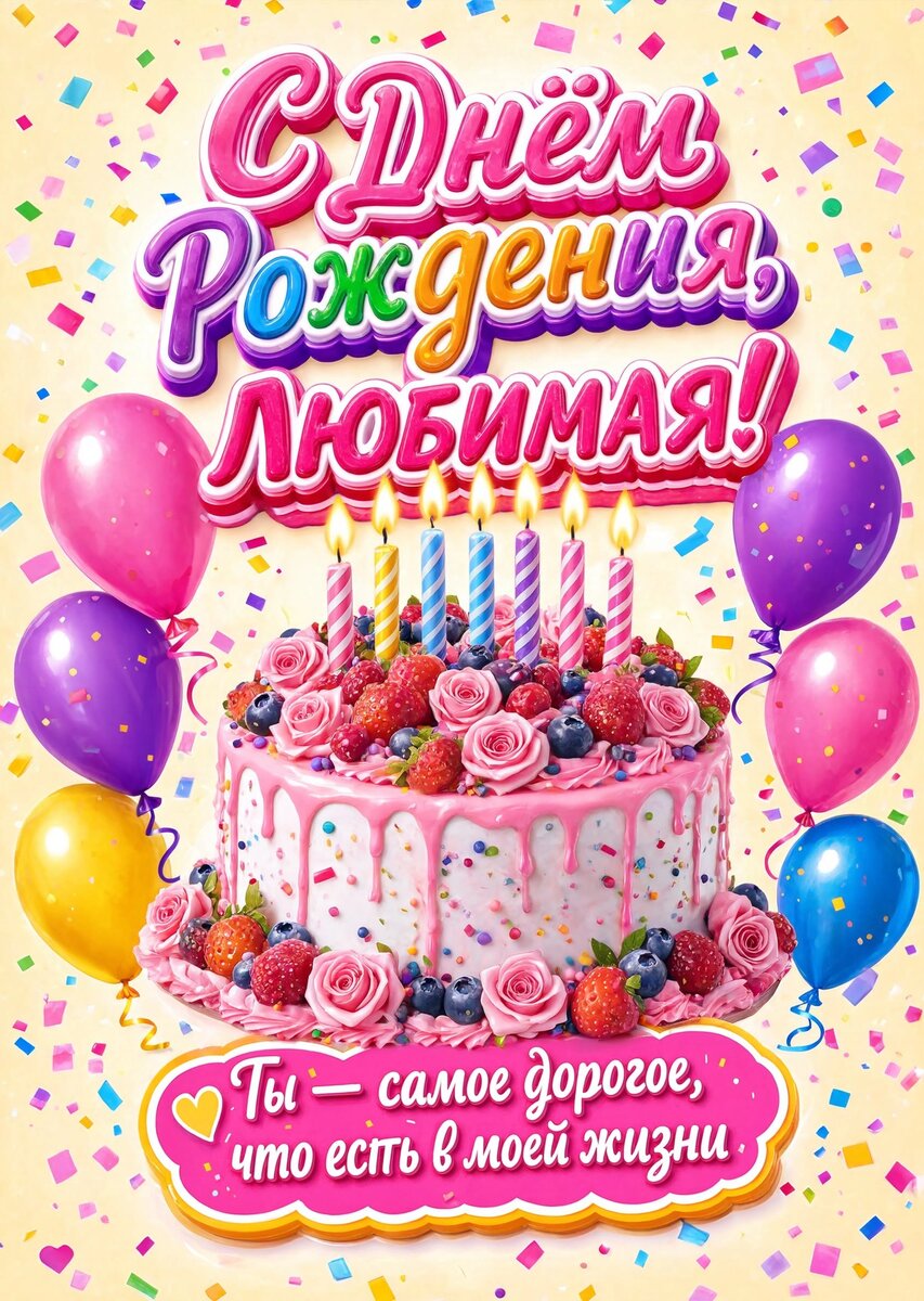 Открытка "С Днём Рождения Девушке" #9