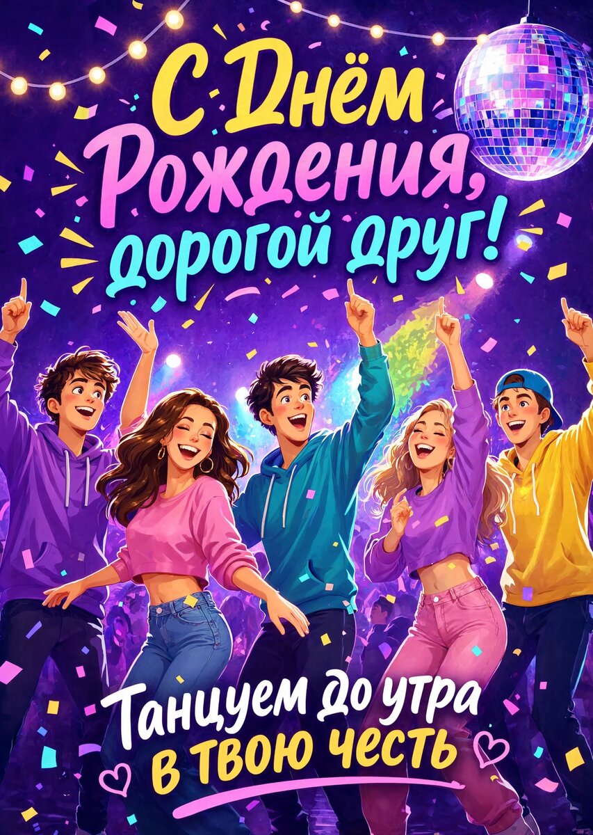 Открытка "С днем рождения другу" #15