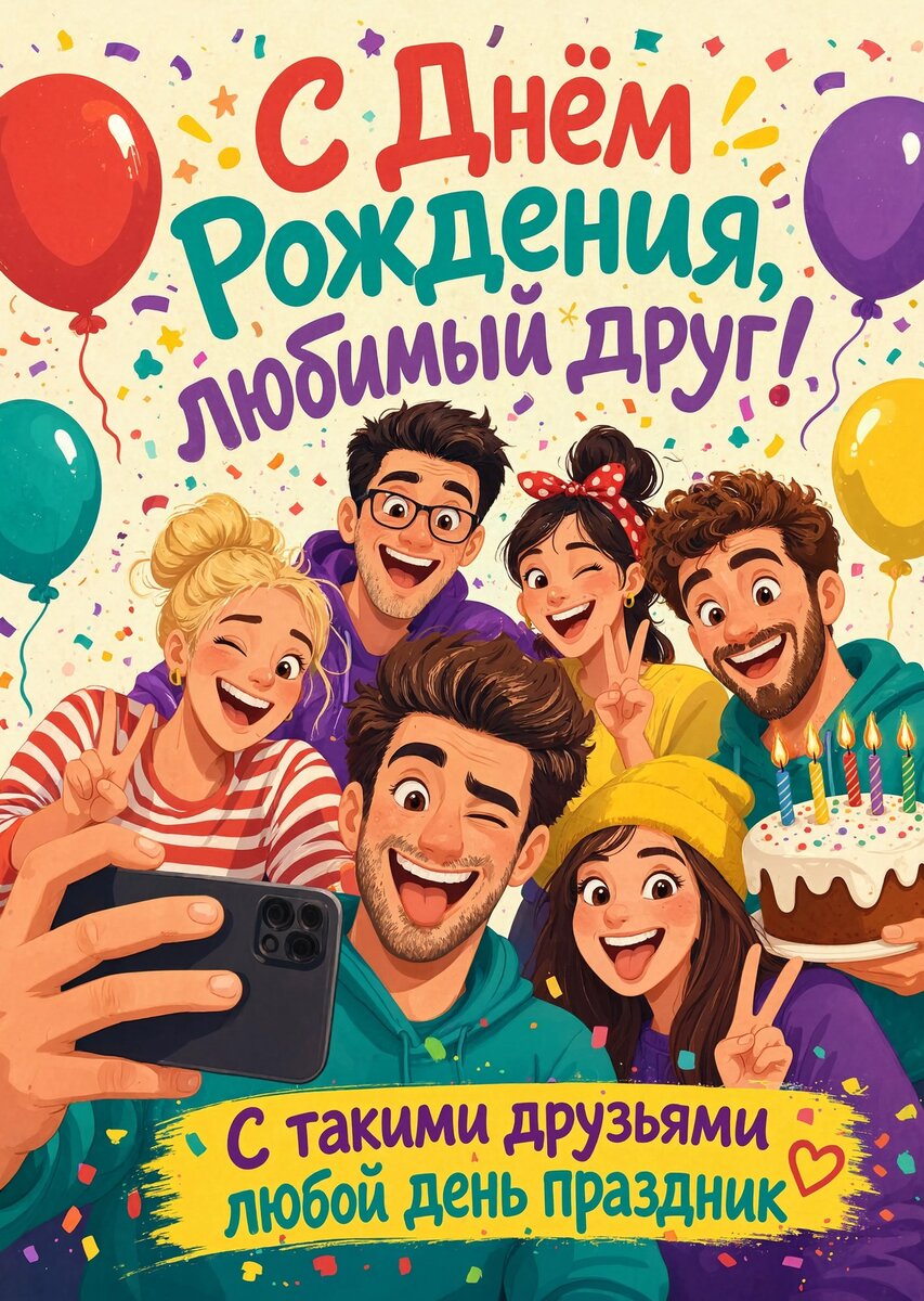 Открытка "С днем рождения другу" #17