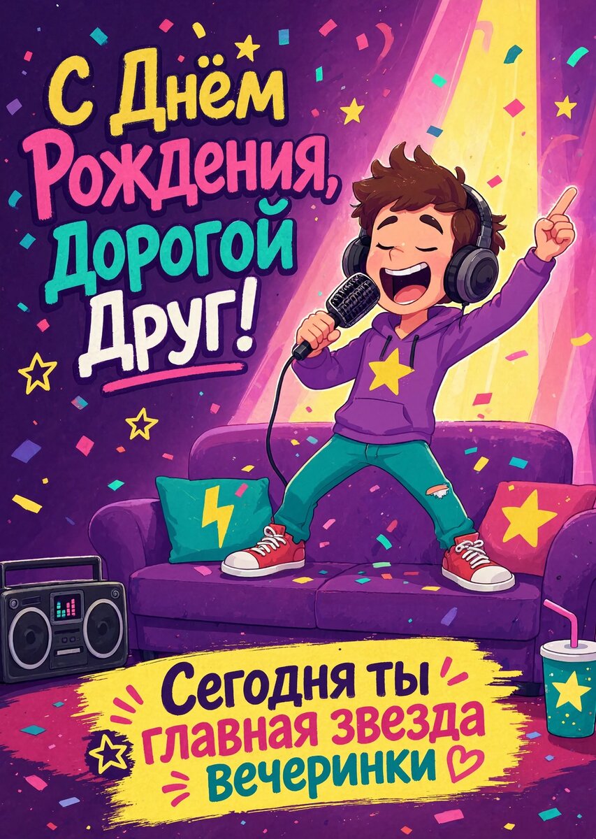 Открытка "С днем рождения другу" #18