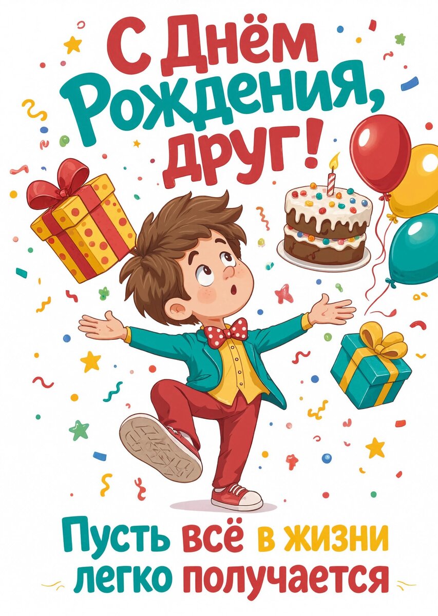 Открытка "С днем рождения другу" #19