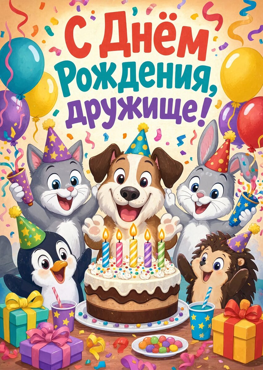 Открытка "С днем рождения другу" #23