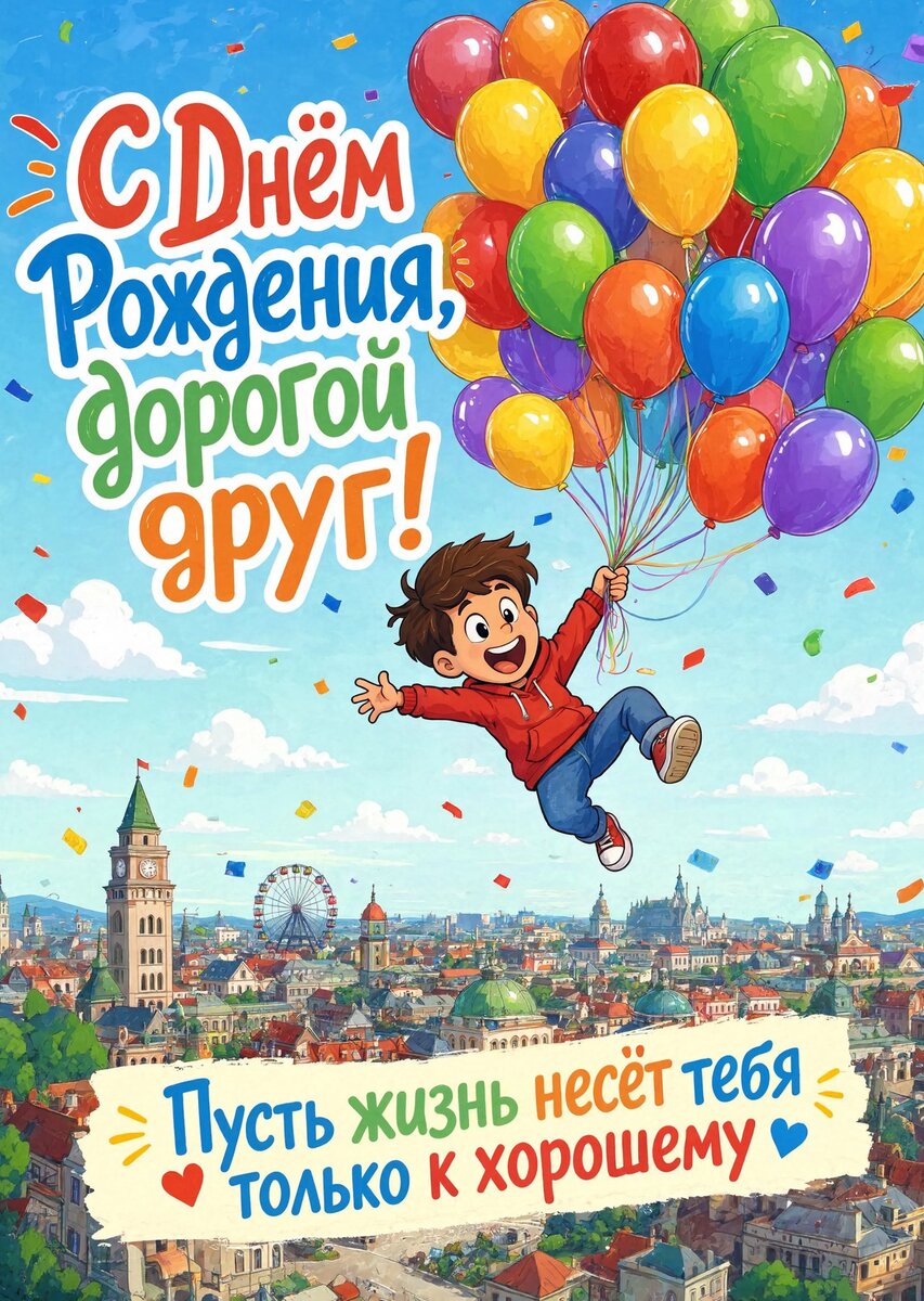 Открытка "С днем рождения другу" #25