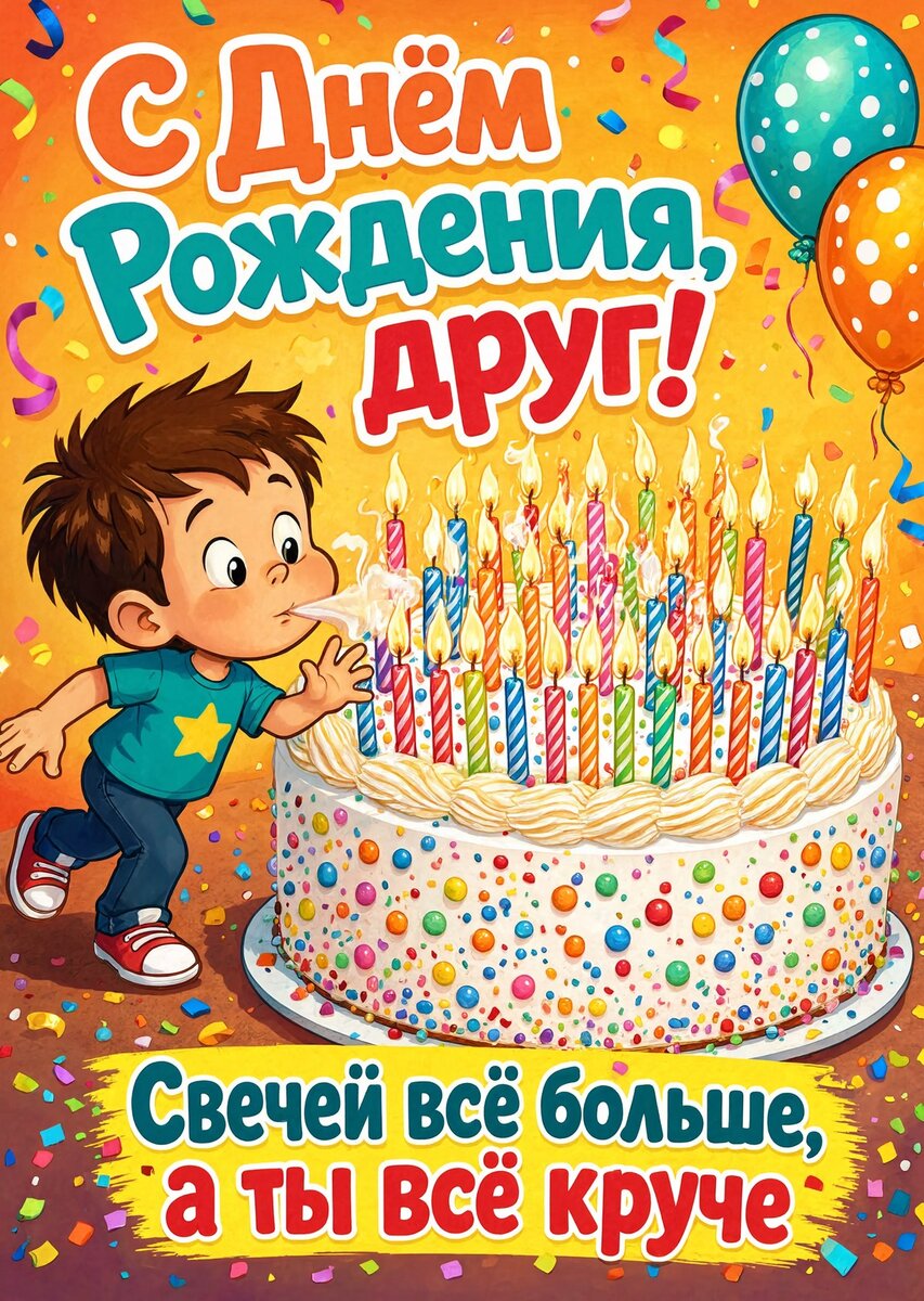 Открытка "С днем рождения другу" #26
