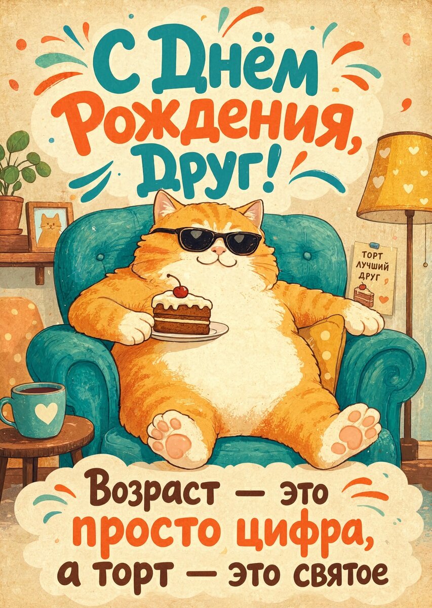 Открытка "С днем рождения другу" #28