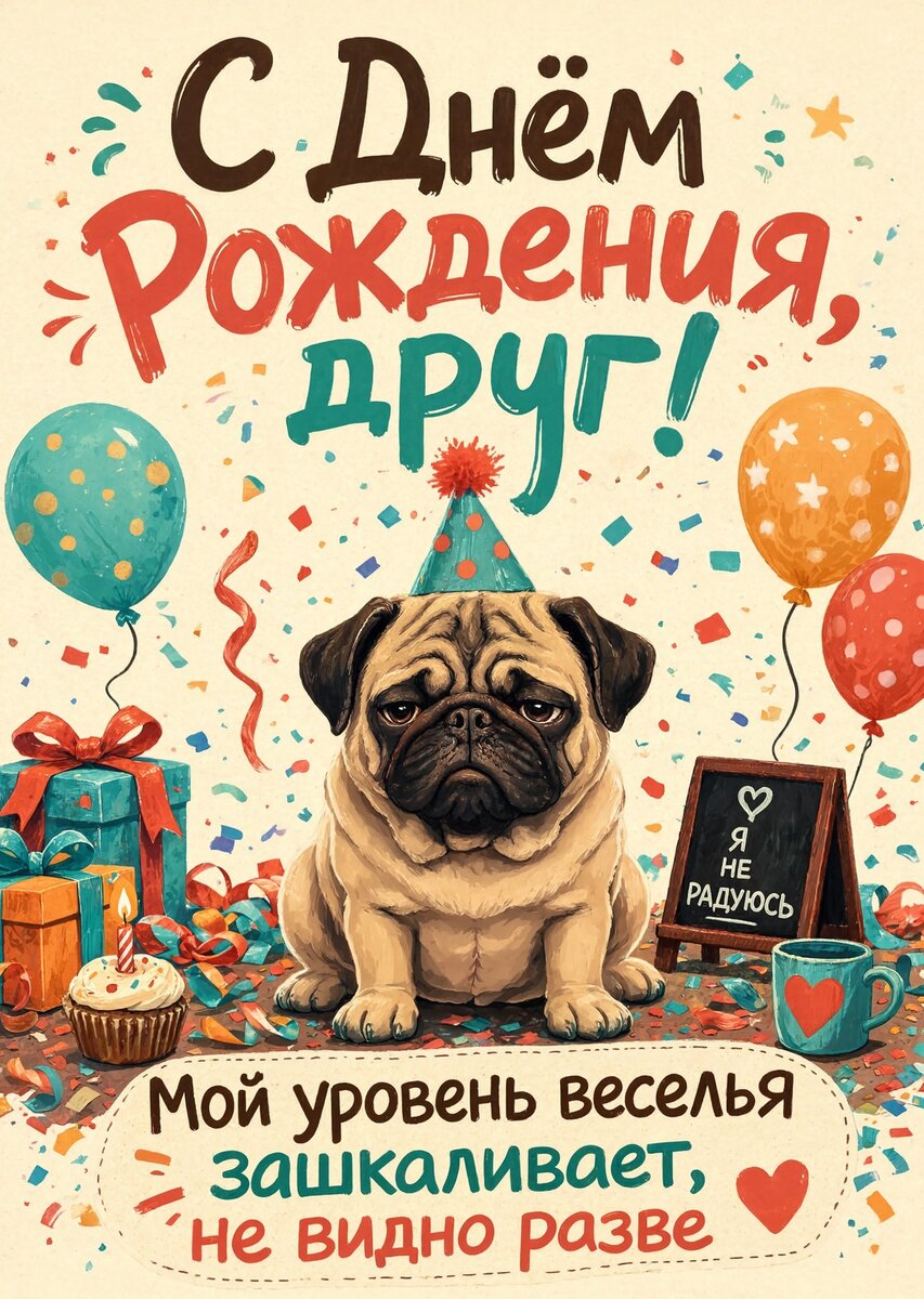 Открытка "С днем рождения другу" #34