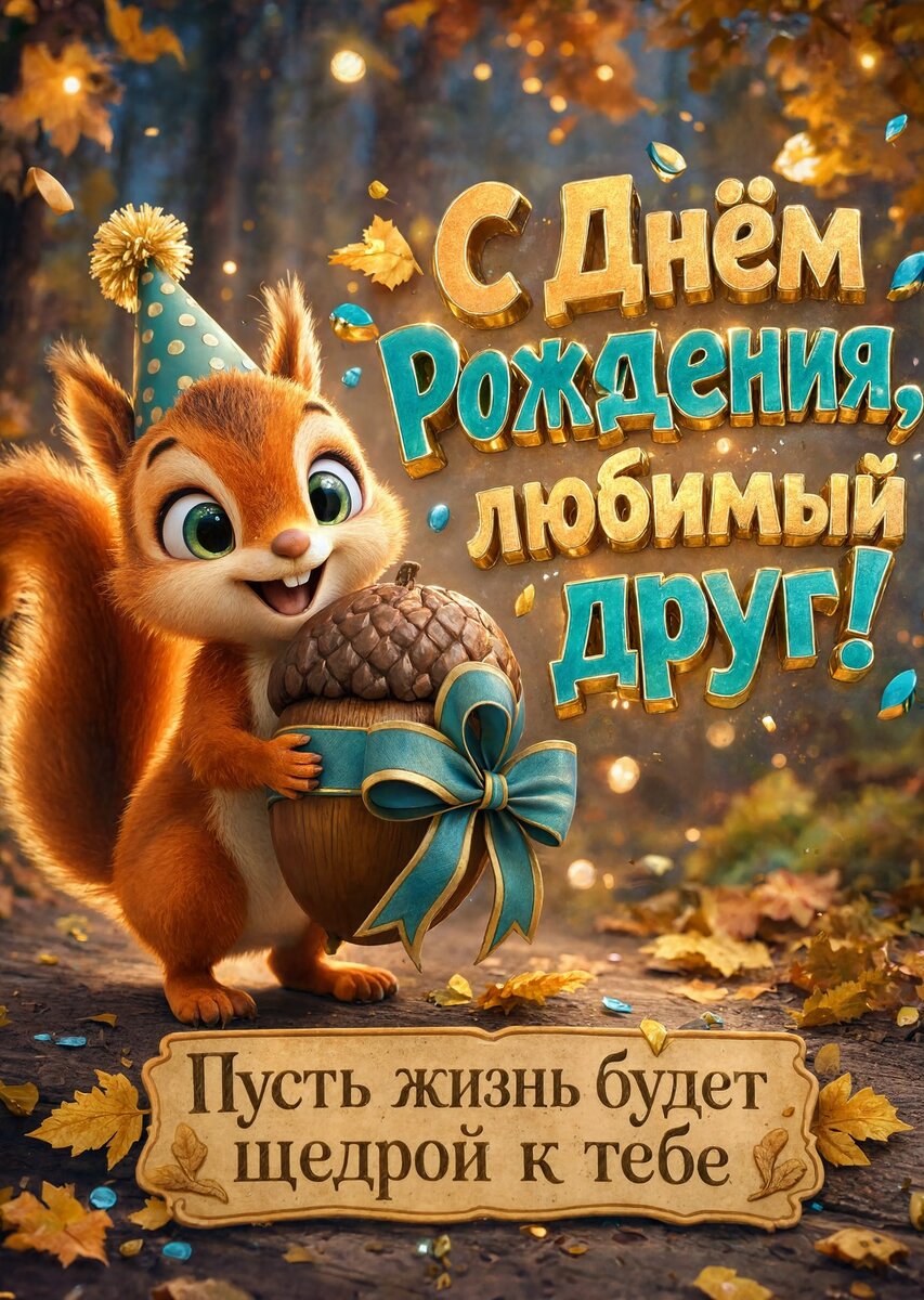 Открытка "С днем рождения другу" #37