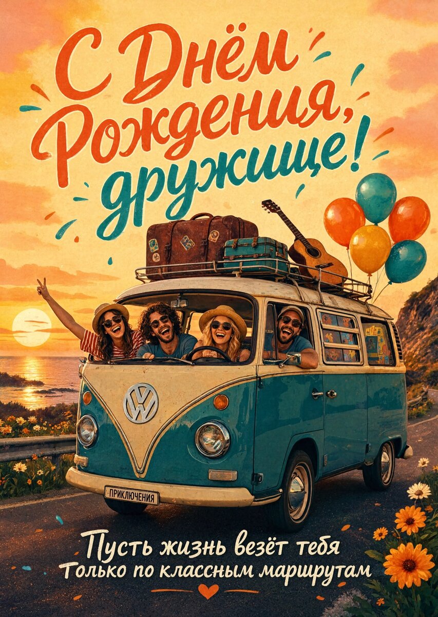 Открытка "С днем рождения другу" #63