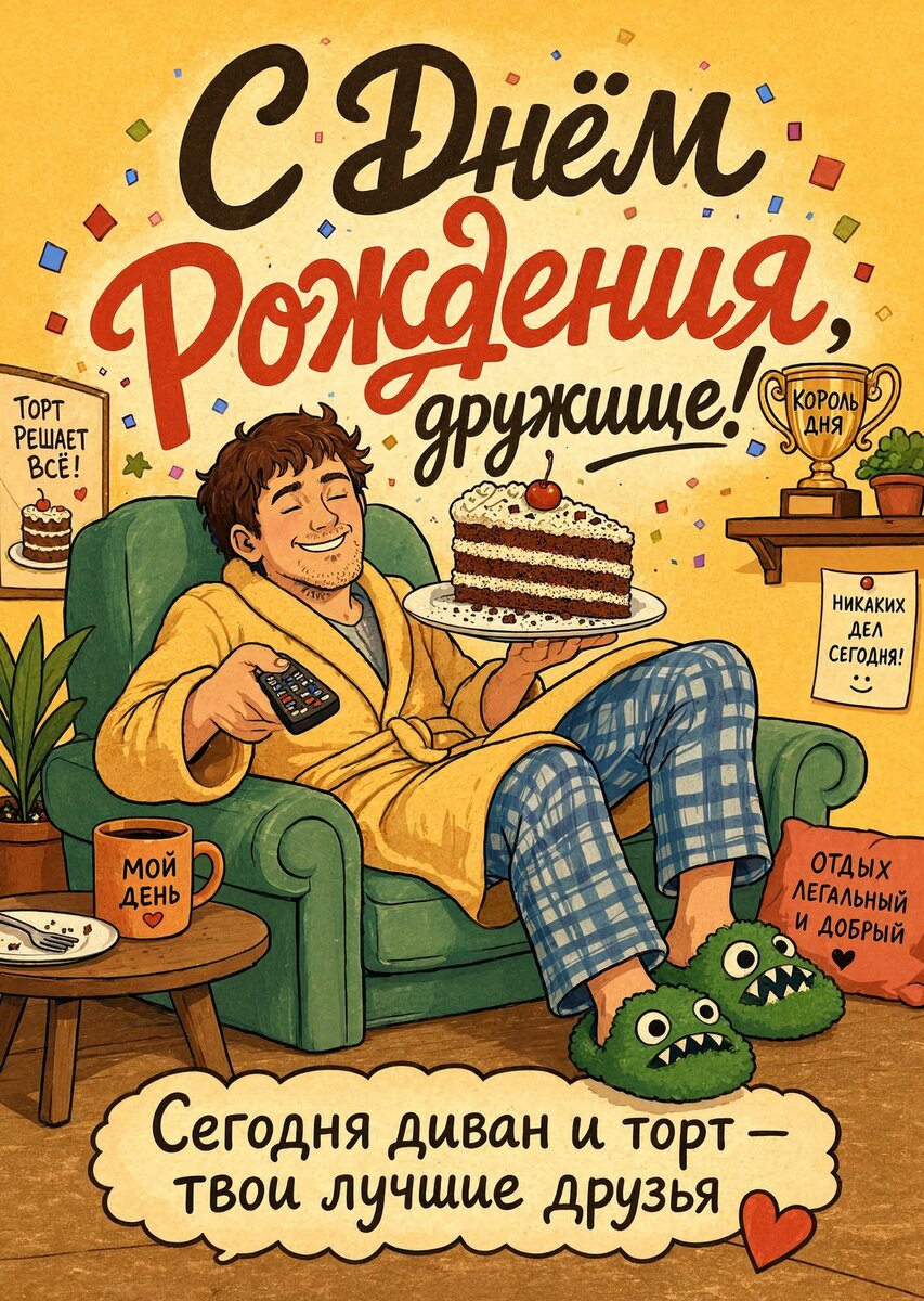 Открытка "С днем рождения другу" #73