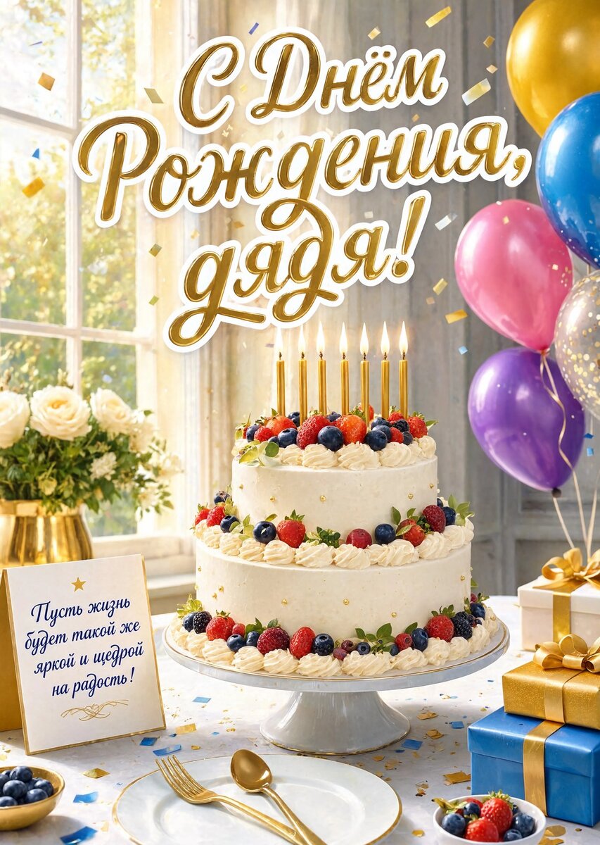 Открытка С Днём Рождения Дядя #15