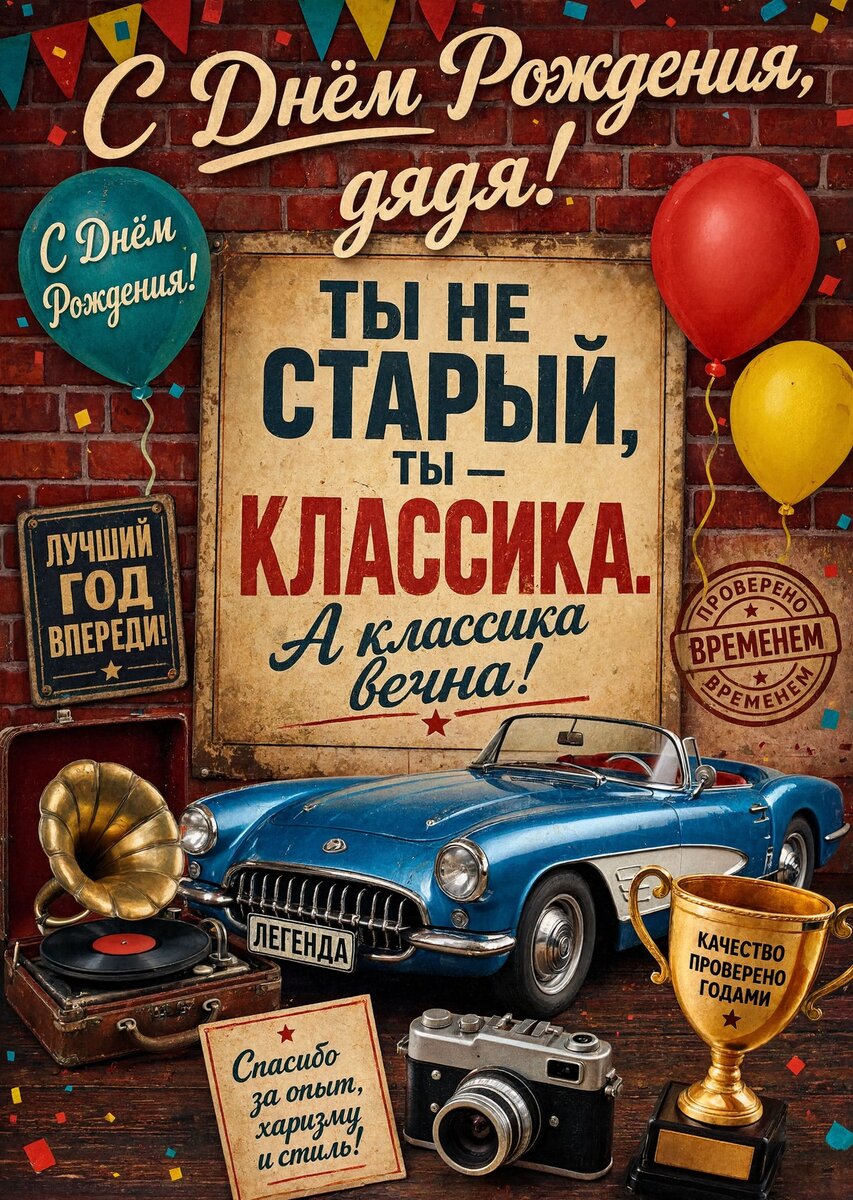 Открытка С Днём Рождения Дядя #6