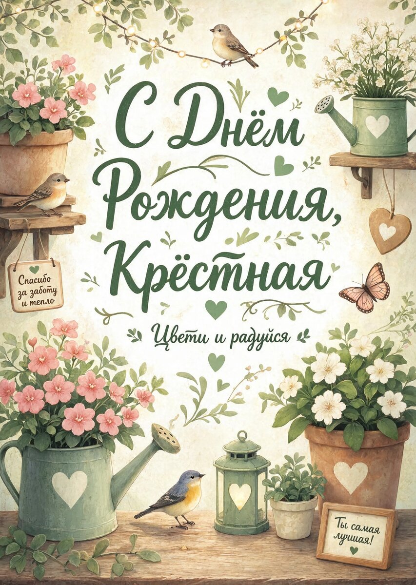 Открытка С Днем Рождения Крёстная #1