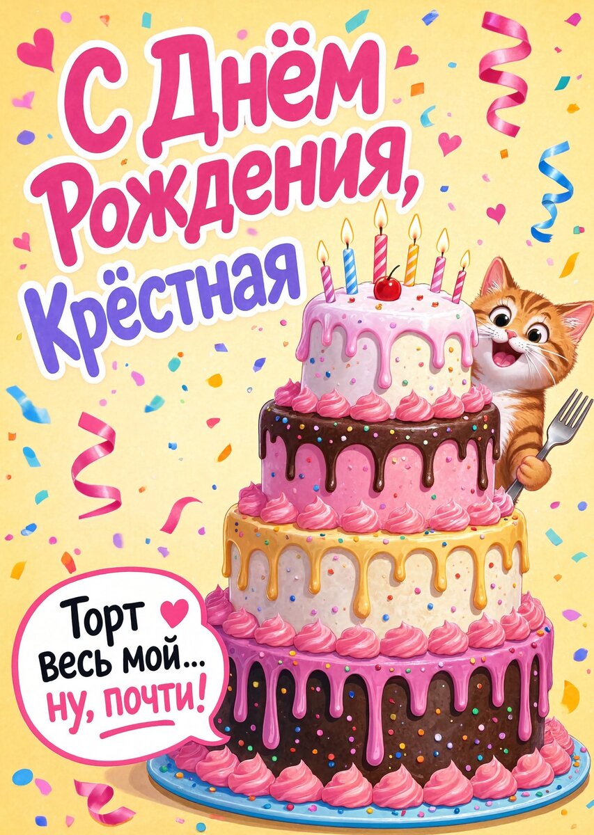 Открытка С Днем Рождения Крёстная #11