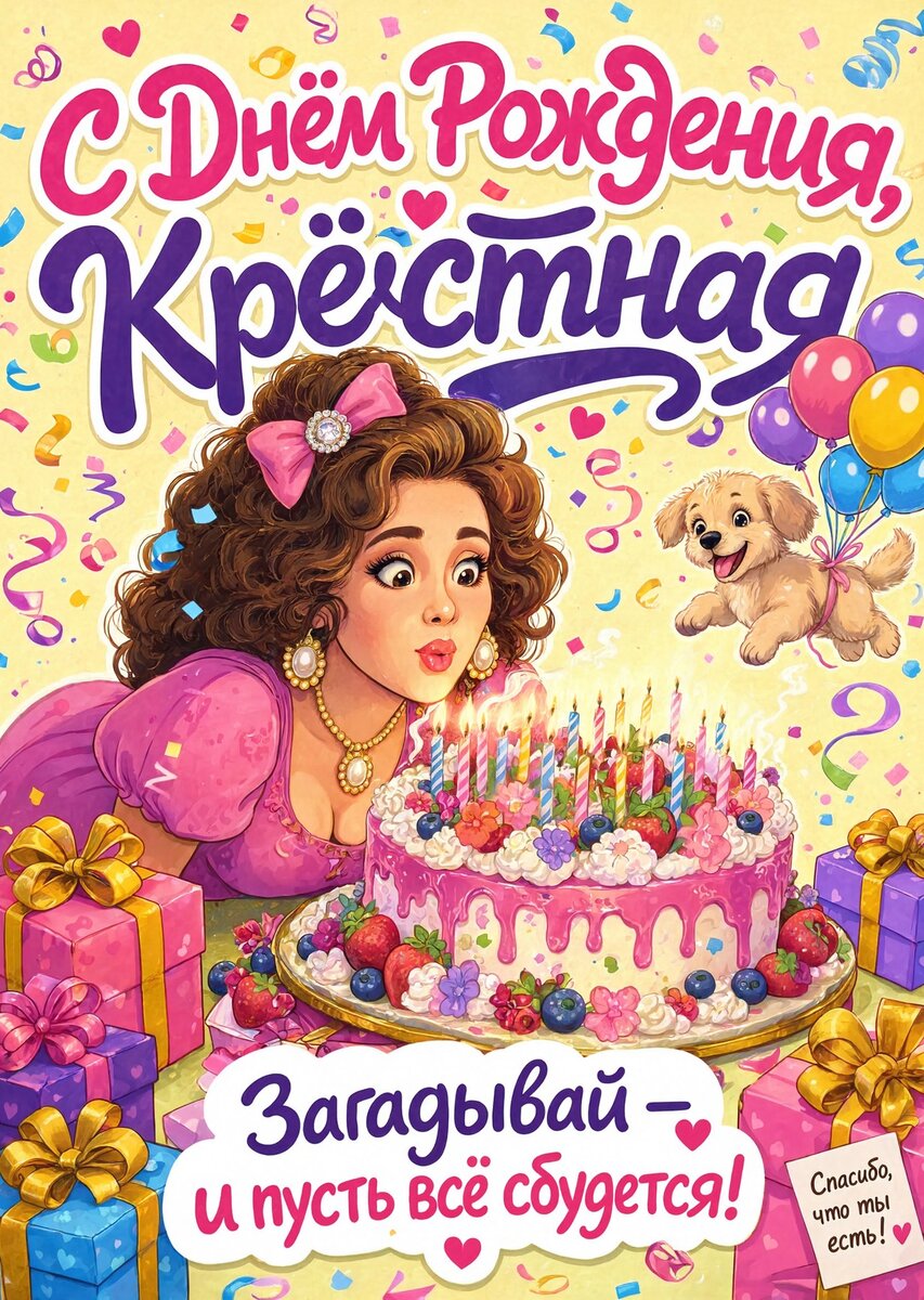 Открытка С Днем Рождения Крёстная #2