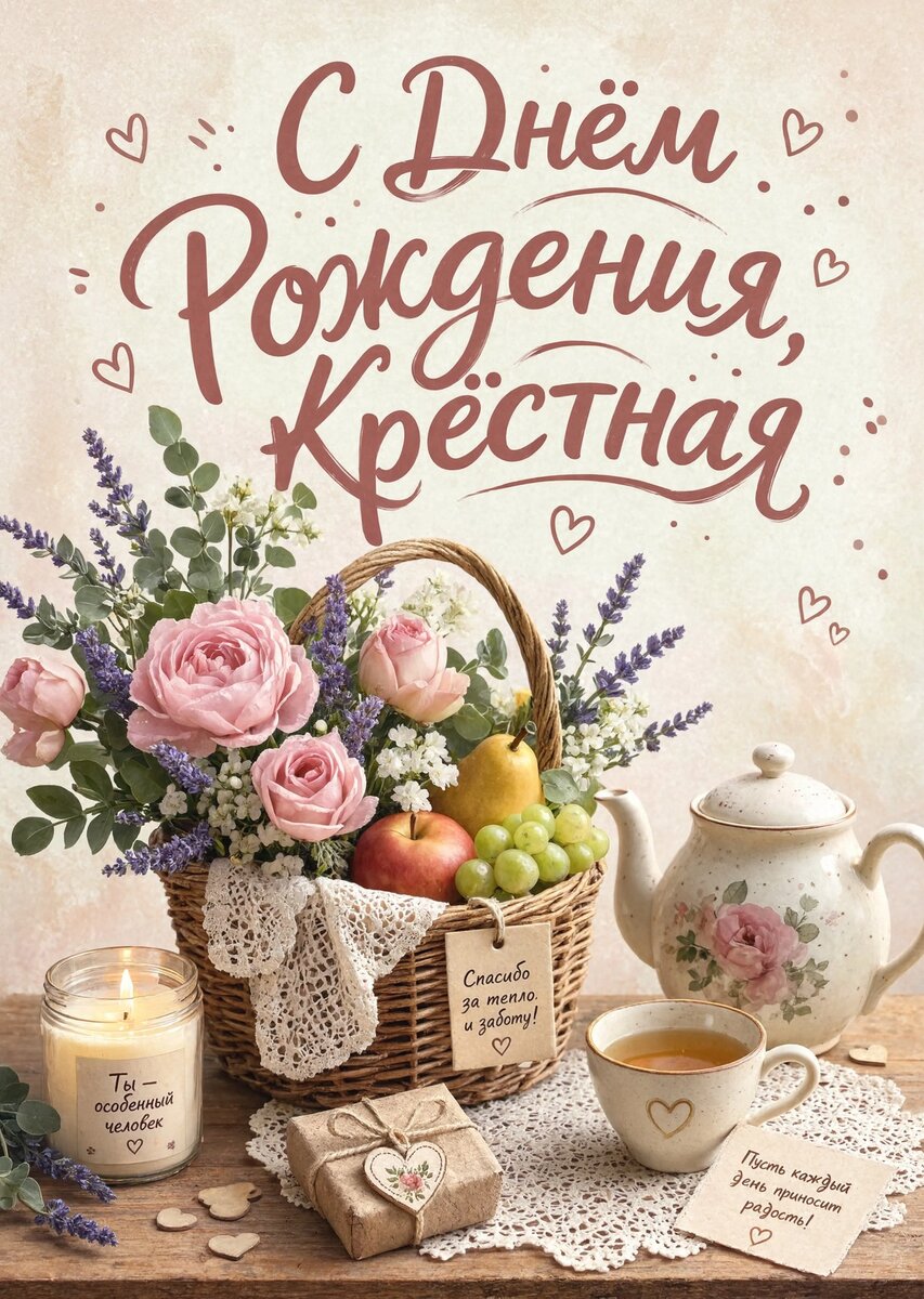 Открытка С Днем Рождения Крёстная #29