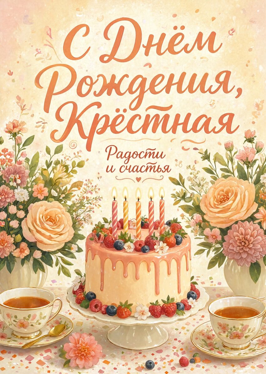 Открытка С Днем Рождения Крёстная #32