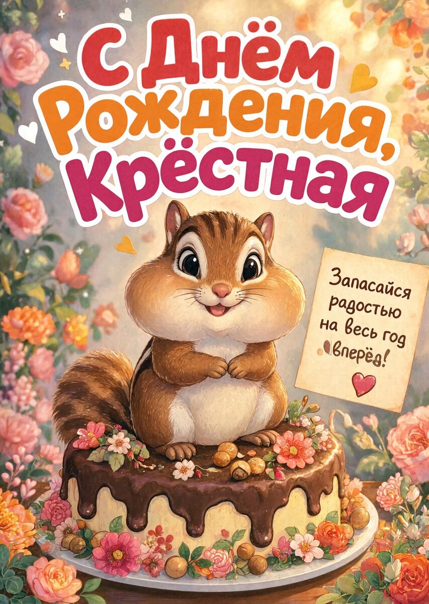 Открытка С Днем Рождения Крёстная #36