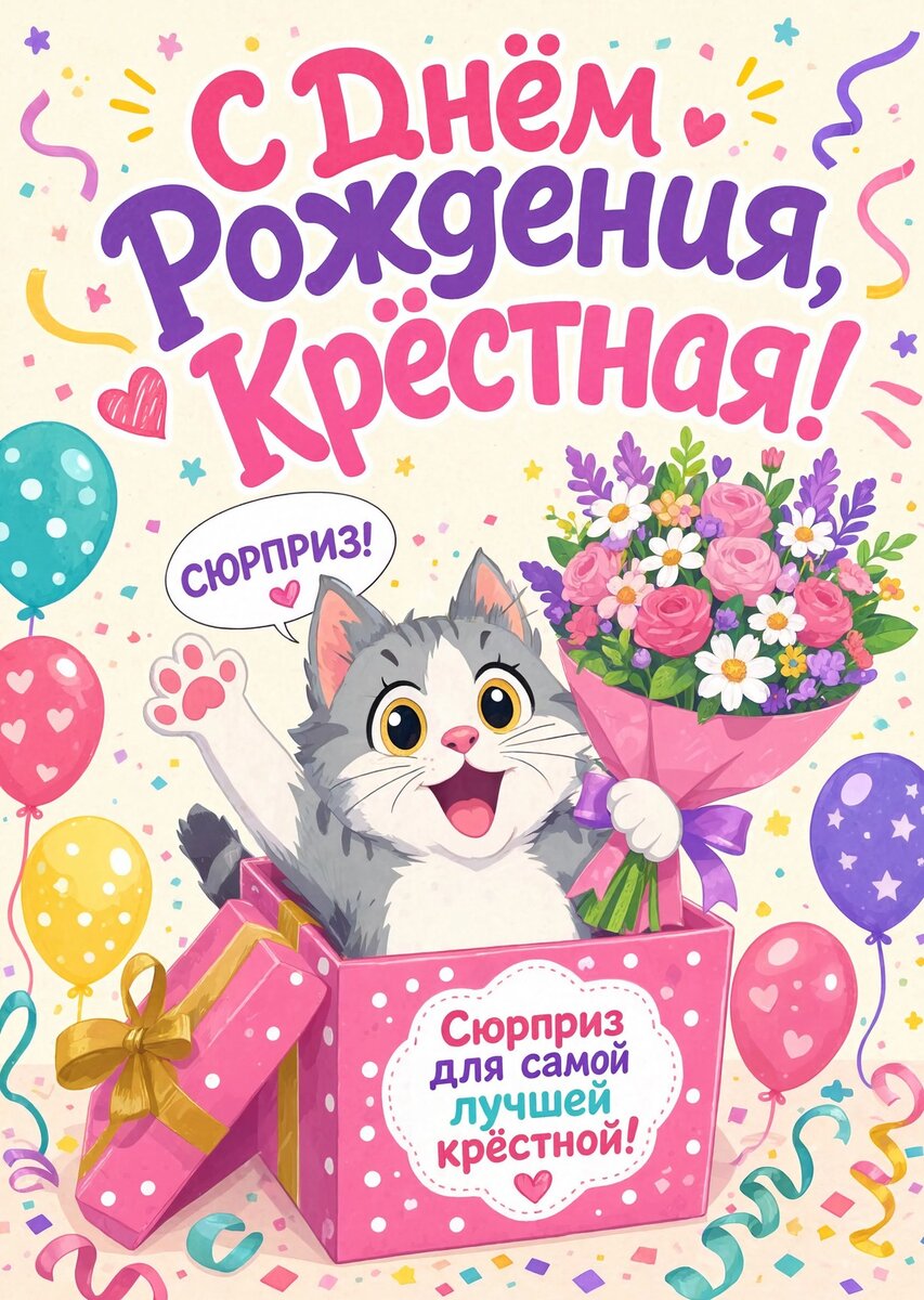 Открытка С Днем Рождения Крёстная #4