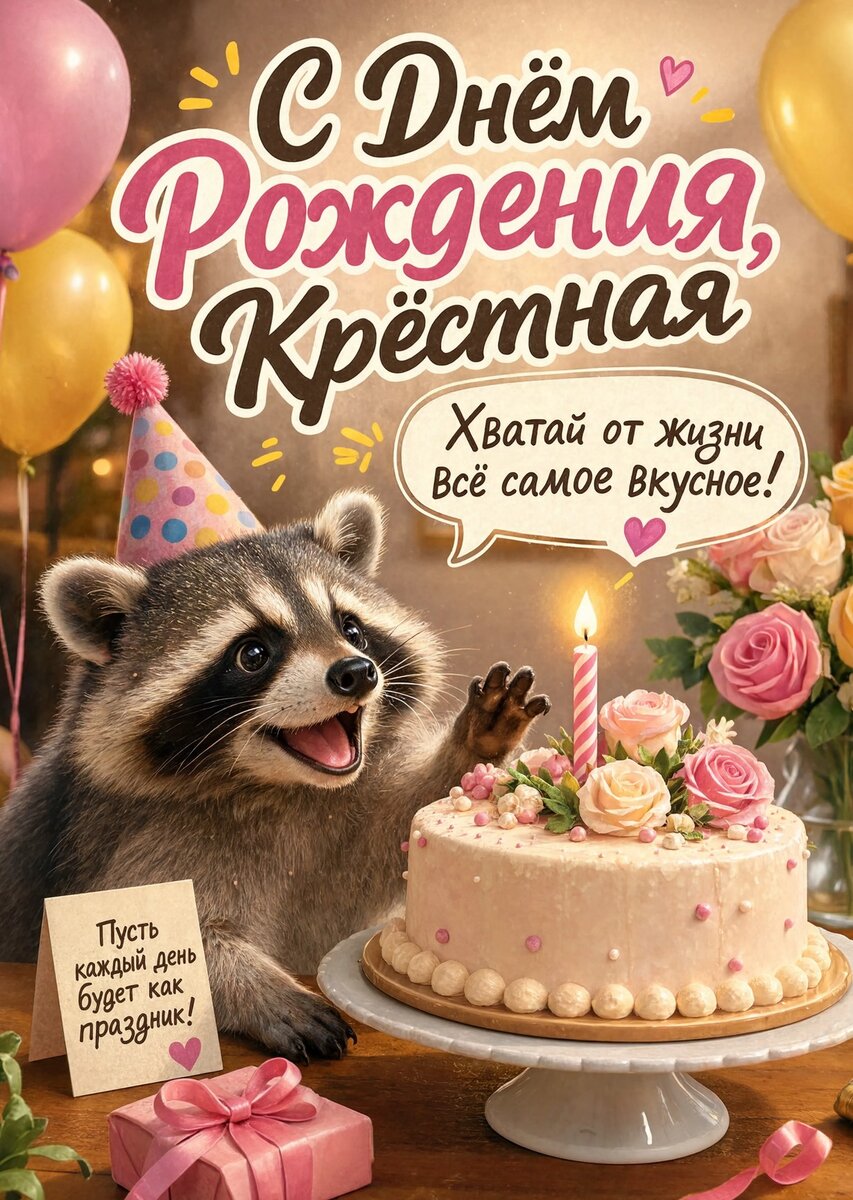 Открытка С Днем Рождения Крёстная #44