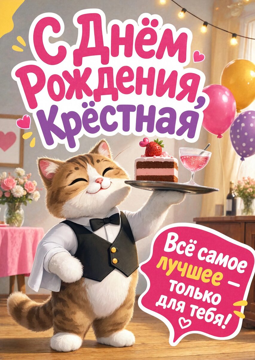 Открытка С Днем Рождения Крёстная #5