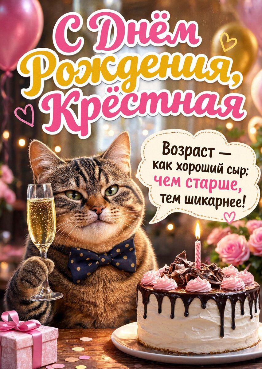 Открытка С Днем Рождения Крёстная #53