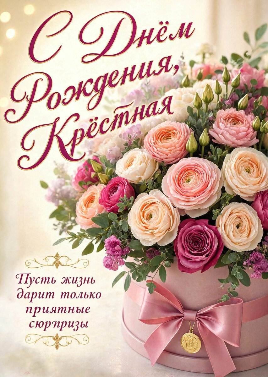 Открытка С Днем Рождения Крёстная #58