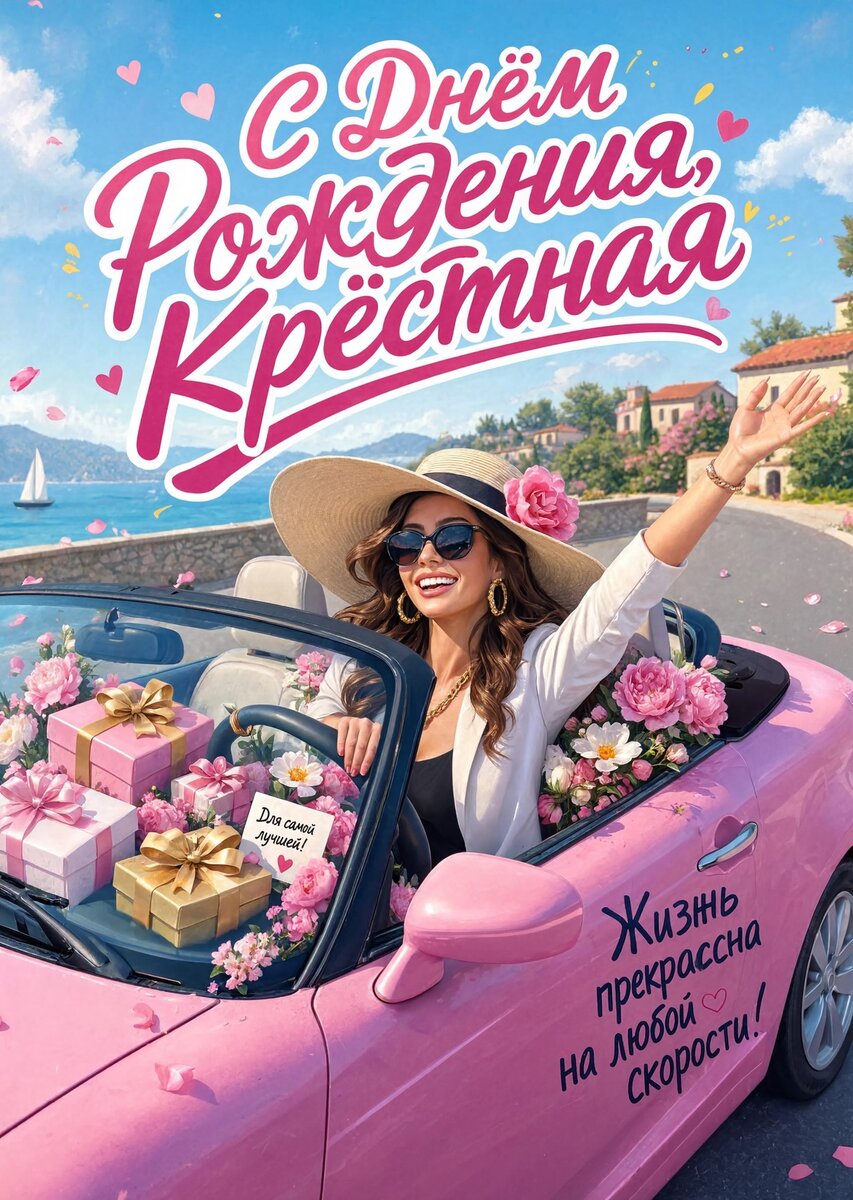Открытка С Днем Рождения Крёстная #6
