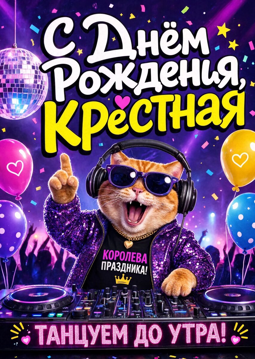Открытка С Днем Рождения Крёстная #7