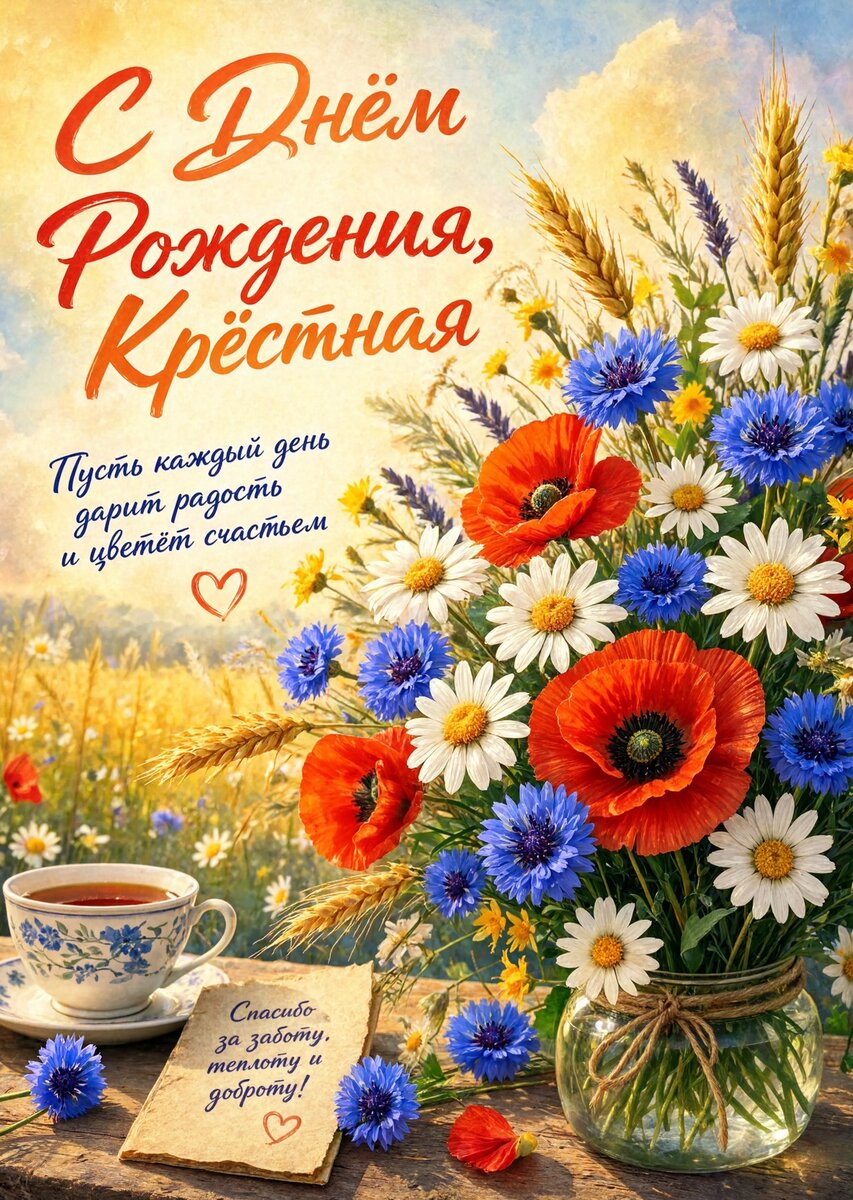 Открытка С Днем Рождения Крёстная #71