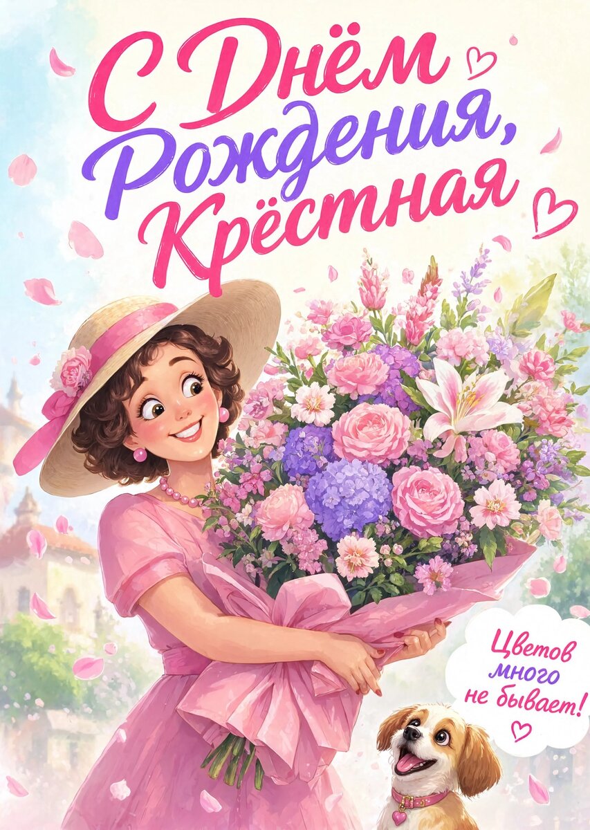 Открытка С Днем Рождения Крёстная #9
