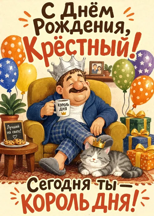 Открытка С Днём Рождения Крестный #3