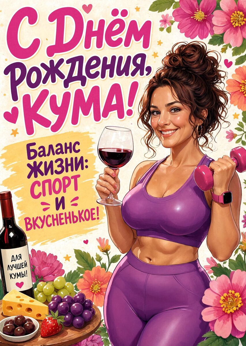 Открытка С Днем Рождения Кума #2