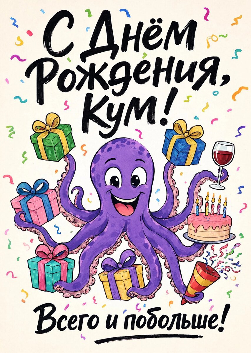 Открытка "С днем рождения куму" #13
