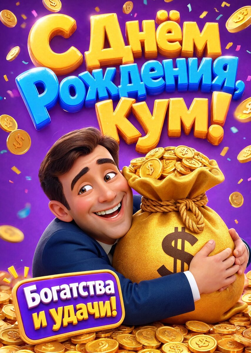 Открытка "С днем рождения куму" #47